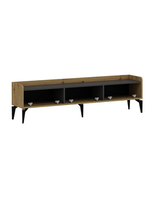 Mobile porta TV Raya rovere nodato 180x35x49H: Stile Geometrico e raffinatezza per un soggiorno di tendenza