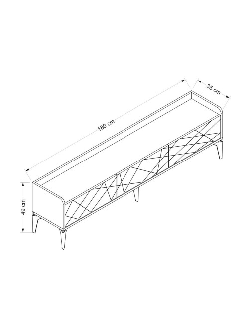 Mobile porta TV Raya rovere nodato 180x35x49H: Stile Geometrico e raffinatezza per un soggiorno di tendenza