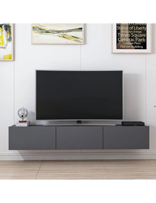 Mobile TV sospeso Rigel antracite 180x32x30H: 3 ante e stile minimal