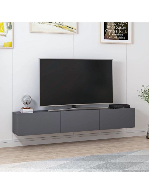 Mobile TV sospeso Rigel antracite 180x32x30H: 3 ante e stile minimal
