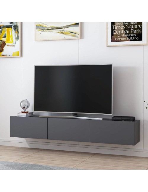 Mobile TV sospeso Rigel antracite 180x32x30H: 3 ante e stile minimal