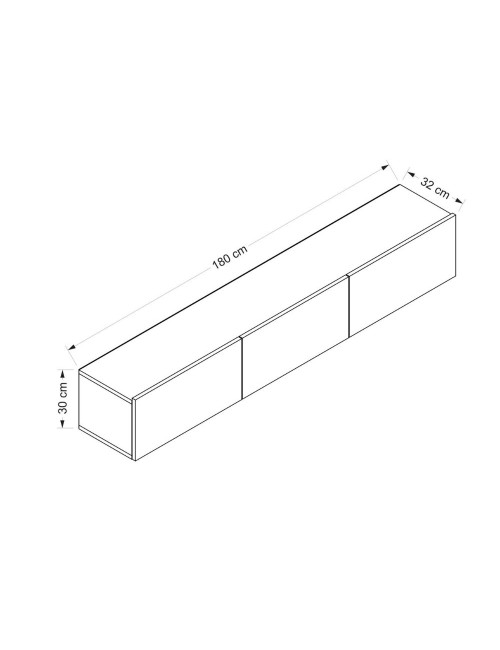 Mobile TV sospeso Rigel antracite 180x32x30H: 3 ante e stile minimal