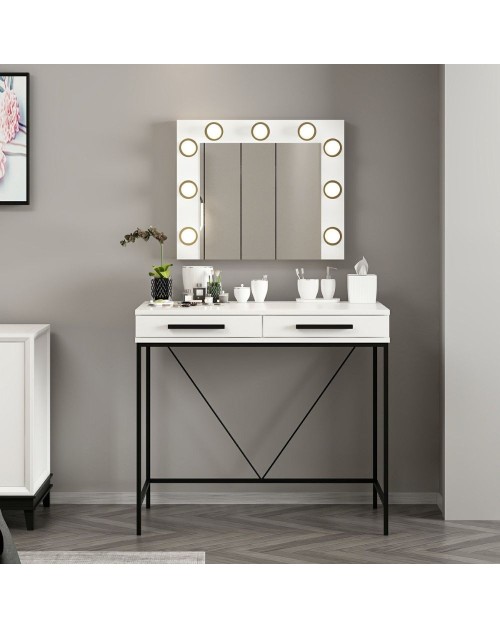 Toeletta da Trucco bianco Sane 90x45x80H: Eleganza e funzionalità per il tuo beauty corner