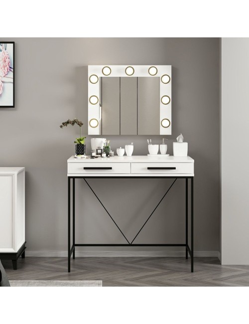 Toeletta da Trucco bianco Sane 90x45x80H: Eleganza e funzionalità per il tuo beauty corner