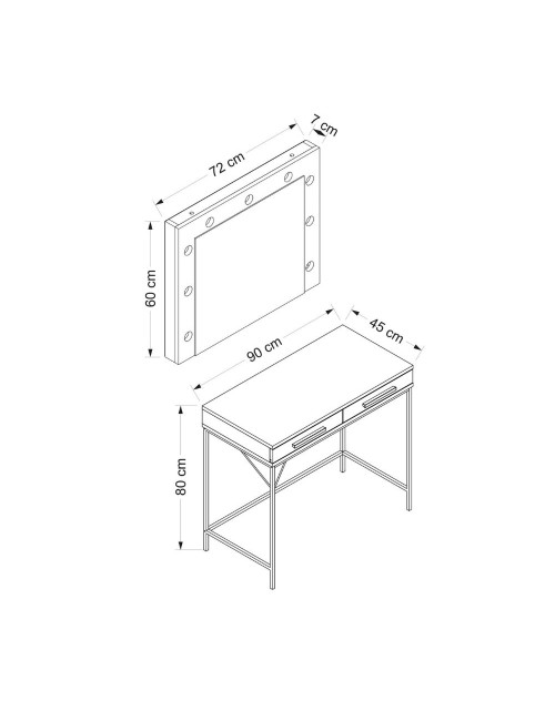 Toeletta da Trucco bianco Sane 90x45x80H: Eleganza e funzionalità per il tuo beauty corner