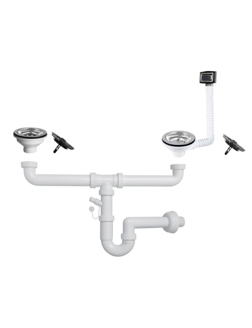 Sifone lavello 2 vie attacco 1” ½ con pilettone ECO e scarico lavastoviglie 351481810