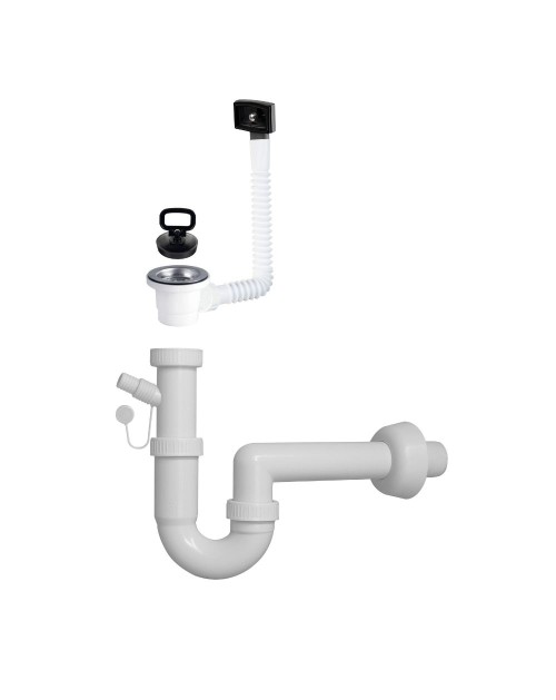 Sifone lavello 1 via attacco 11/4 con piletta da 2" e scarico lavastoviglie SIFONE1V114