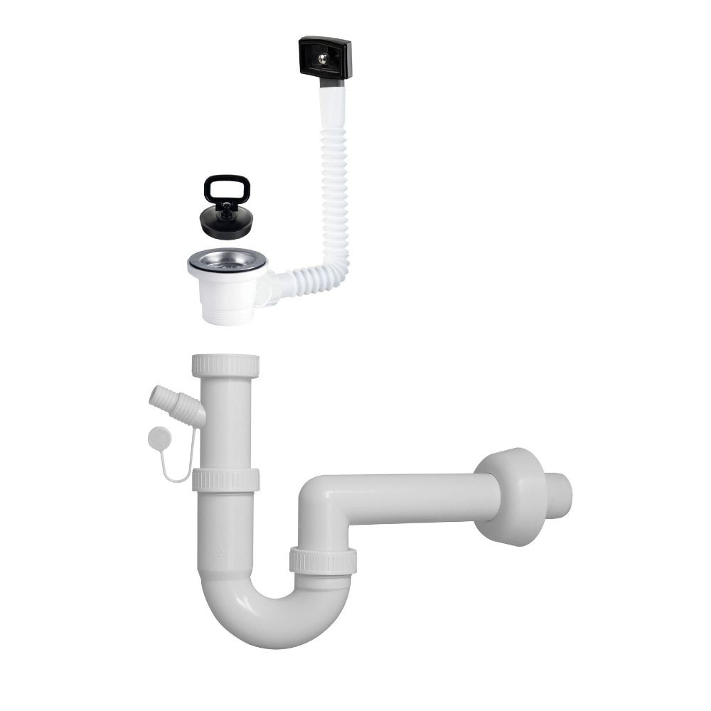 Sifone lavello 1 via attacco 11/4 con piletta da 2" e scarico lavastoviglie SIFONE1V114