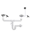 Sifone lavello a quarzo 2 vie attacco 1” ½ con pilettone ECO troppopieno rettangolare griglia inox SIFONEQUA