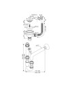 Sifone lavello a quarzo 1 via attacco 1” ½ con pilettone ECO troppopieno rettangolare griglia inox SIFONEQUA1V