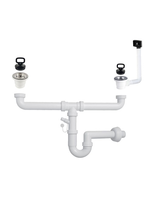 Sifone lavello 2 vie attacco 1” ½ con piletta da 2" e scarico lavastoviglie SIFONE2VCONCEPT