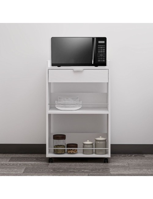 Carrello da cucina con cassetto e vani a giorno Liana bianco 60x45x95H
