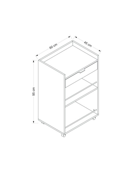 Carrello da cucina con cassetto e vani a giorno Liana bianco 60x45x95H