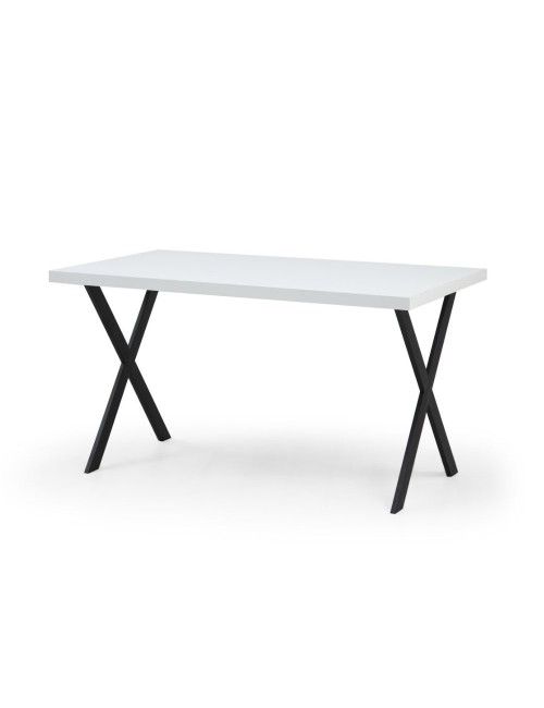 Tavolo fisso rettangolare Brayn colore bianco 139x80x76H gambe in metallo nero