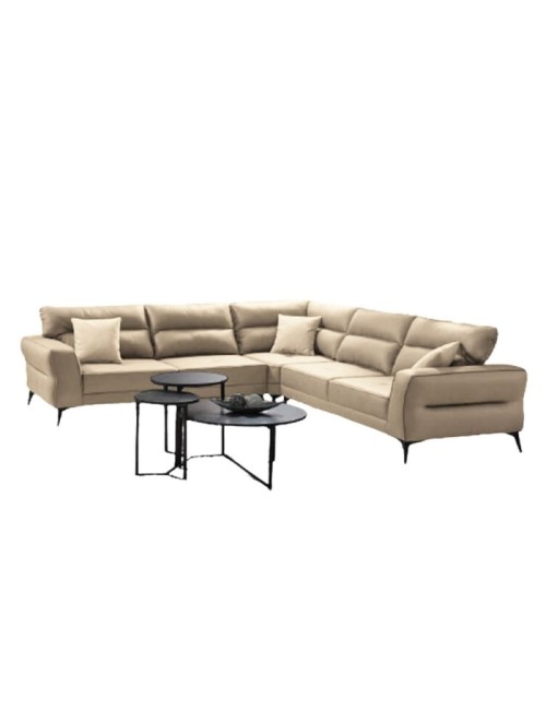 Divano angolare Sigmar tessuto beige Prada2 con seduta traslante 300x250x100H