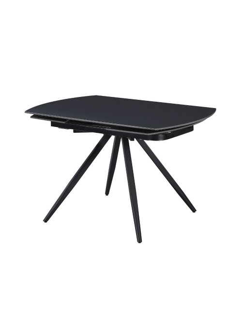 Tavolo girevole allungabile Kitti con piano in ceramica effetto marmo nero opaco 120x88x76H