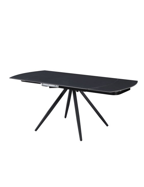 Tavolo girevole allungabile Kitti con piano in ceramica effetto marmo nero opaco 120x88x76H