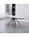 Tavolo girevole allungabile Kitti con piano in ceramica effetto marmo larice beige 120x88x76H