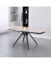 Tavolo girevole allungabile Kitti con piano in ceramica effetto marmo travertino 120x88x76H