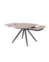 Tavolo girevole allungabile Kitti con piano in ceramica effetto marmo travertino 120x88x76H