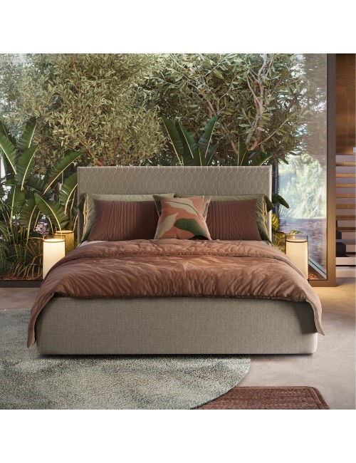 Camera da letto Faba con armadio noce e talco e letto contenitore Parigi