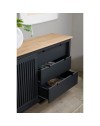Credenza Bruna in legno massiccio colore grigio antracite e pino 150x40x80H - Anta scorrevole e 3 cassetti