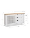 Credenza Bruna in legno massiccio colore bianco e pino 150x40x80H - Anta scorrevole e 3 cassetti