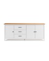 Credenza Miranda in legno massiccio colore bianco e pino 191x40x80H - 3 Ante e 3 cassetti