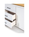 Credenza Miranda in legno massiccio colore bianco e pino 191x40x80H - 3 Ante e 3 cassetti