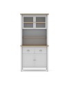 Credenza alta con vetrina Misti in legno massiccio bianco e rovere – 4 ante, 2 cassetti 90x40x180H