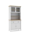 Credenza alta con vetrina Misti in legno massiccio bianco e rovere – 4 ante, 2 cassetti 90x40x180H