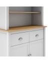 Credenza alta con vetrina Misti in legno massiccio bianco e rovere – 4 ante, 2 cassetti 90x40x180H
