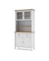 Credenza alta con vetrina Misti in legno massiccio bianco e rovere – 4 ante, 2 cassetti 90x40x180H