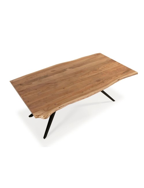Tavolo fisso Mudri in legno di Acacia con gambe in metallo nero 200x100x75H