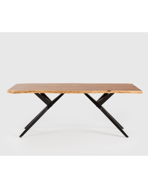Tavolo fisso Mudri in legno di Acacia con gambe in metallo nero 200x100x75H