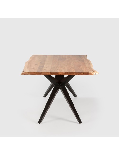 Tavolo fisso Mudri in legno di Acacia con gambe in metallo nero 200x100x75H