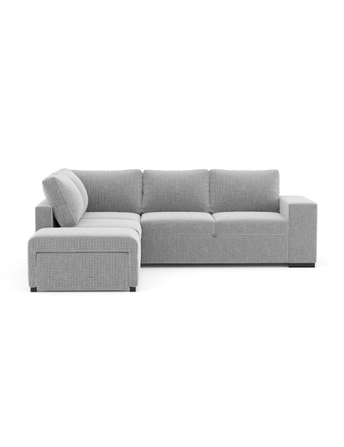 Divano Letto Angolare reversibile Jozzis grigio con funzione letto e bracciolo contenitore 248,5x209x90,5H