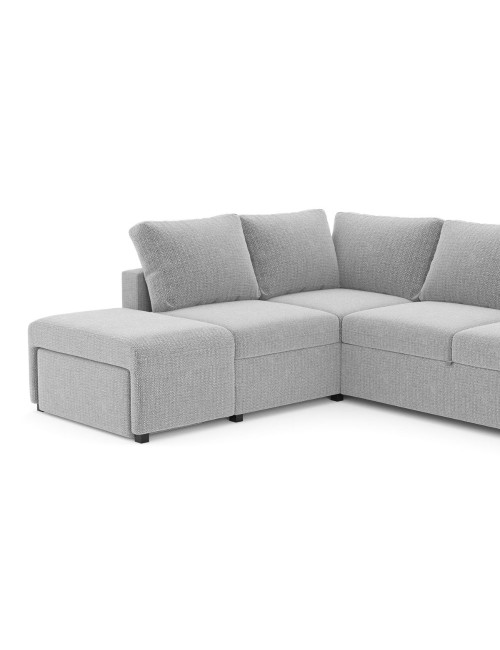 Divano Letto Angolare reversibile Jozzis grigio con funzione letto e bracciolo contenitore 248,5x209x90,5H