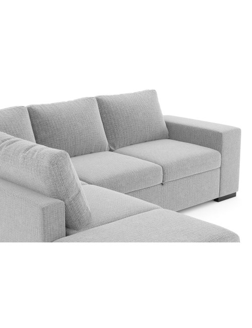 Divano Letto Angolare reversibile Jozzis grigio con funzione letto e bracciolo contenitore 248,5x209x90,5H