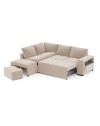 Divano Letto Angolare reversibile Jozzis sabbia con funzione letto e bracciolo contenitore 248,5x209x90,5H