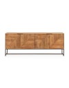 Credenza Nereida in legno massiccio di mango con gambe in metallo Nero 210x40x80H