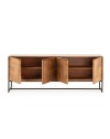Credenza Nereida in legno massiccio di mango con gambe in metallo Nero 210x40x80H