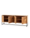 Credenza Nereida in legno massiccio di mango con gambe in metallo Nero 210x40x80H