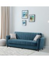 Divano letto Duca 3 posti blu con contenitore e funzione letto 223x86x89H