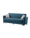 Divano letto Duca 3 posti blu con contenitore e funzione letto 223x86x89H