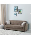 Divano letto Duca 3 posti marrone con contenitore e funzione letto 223x86x89H