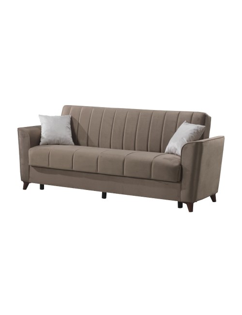 Divano letto Duca 3 posti marrone con contenitore e funzione letto 223x86x89H
