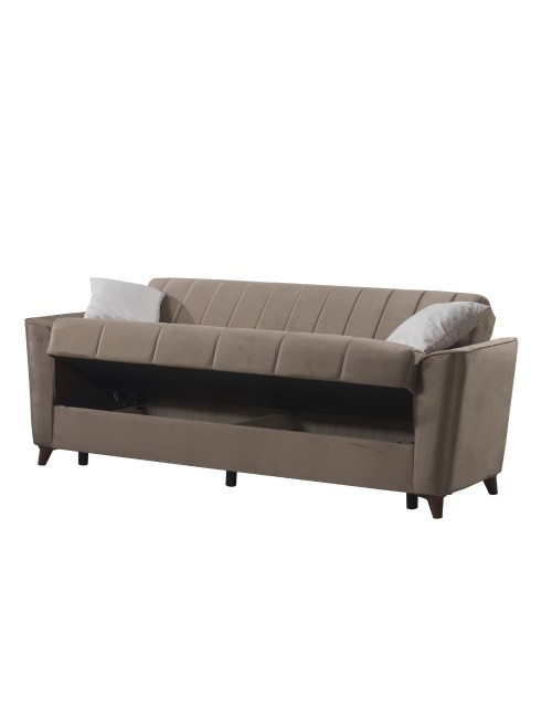 Divano letto Duca 3 posti marrone con contenitore e funzione letto 223x86x89H