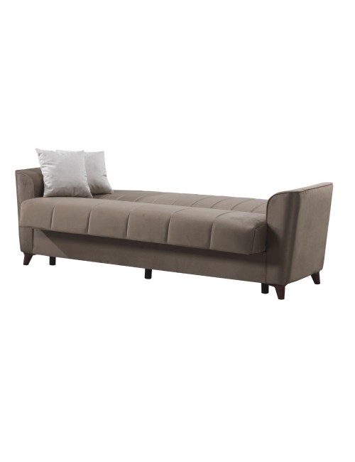 Divano letto Duca 3 posti marrone con contenitore e funzione letto 223x86x89H
