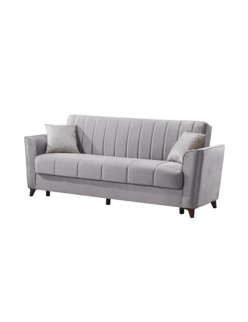 Divano letto Duca 3 posti grigio con contenitore e funzione letto 223x86x89H